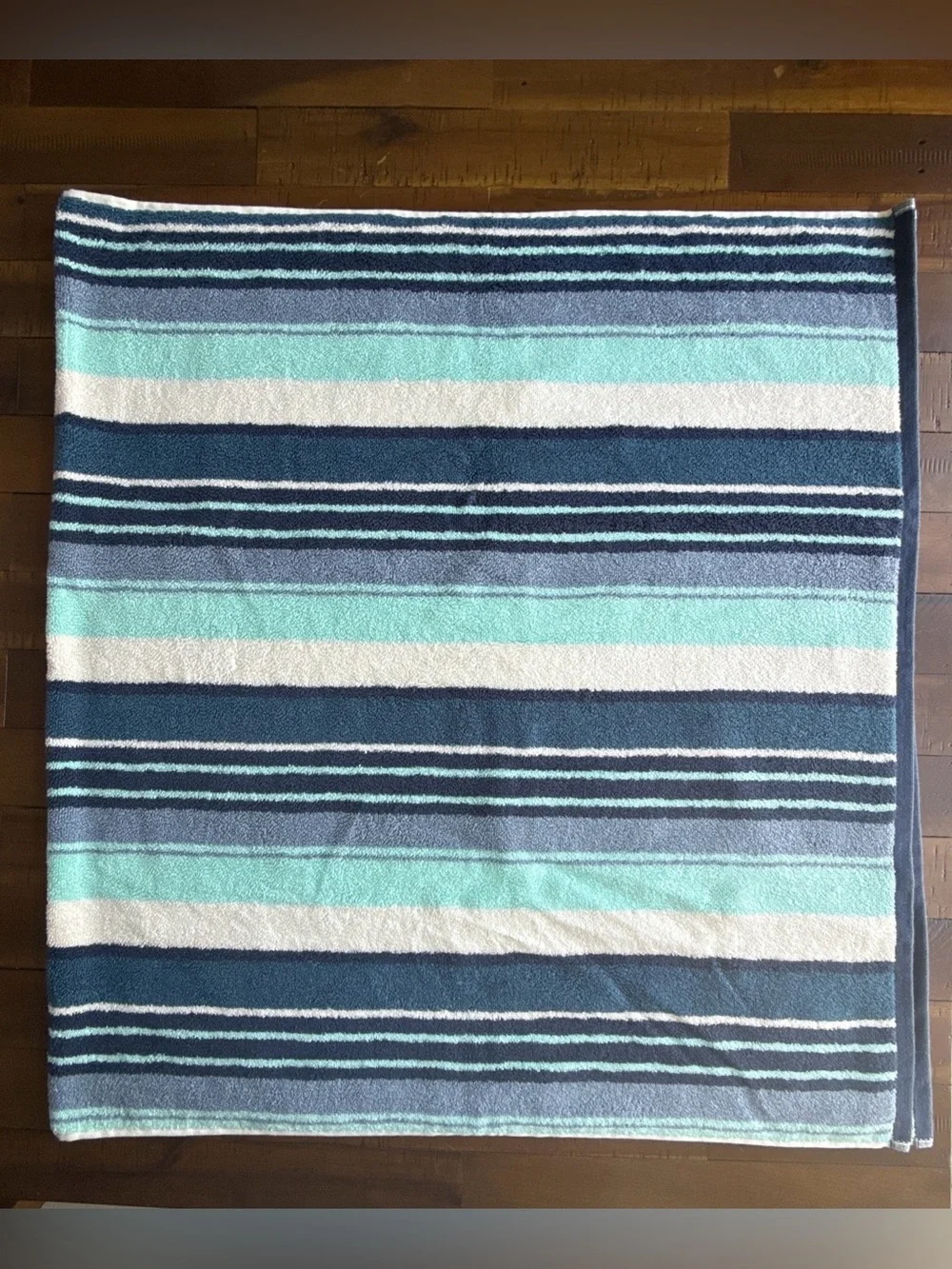 LOFT by LOFTEX Luxury 6Pc - 2 Bath 4 Hand Towel 100% Cotton Aqua Blue Stripe NEW
